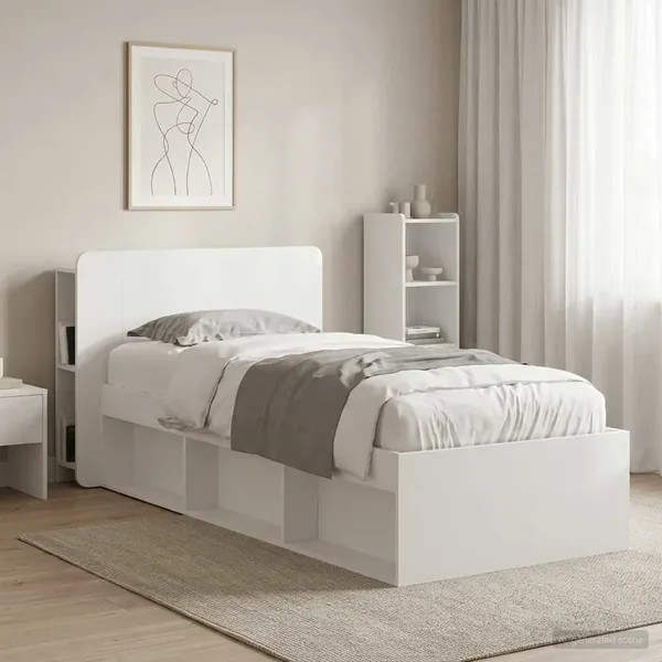 Cabinet de Tête de Lit Blanc brillant Bois d'ingénierie