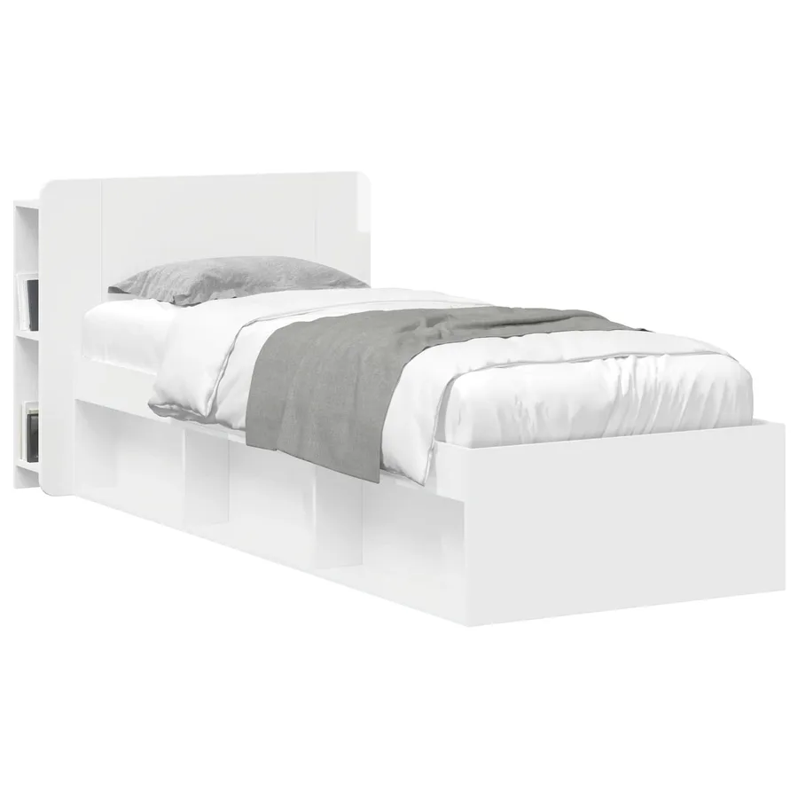 Cabinet de Tête de Lit Blanc brillant Bois d'ingénierie - 3