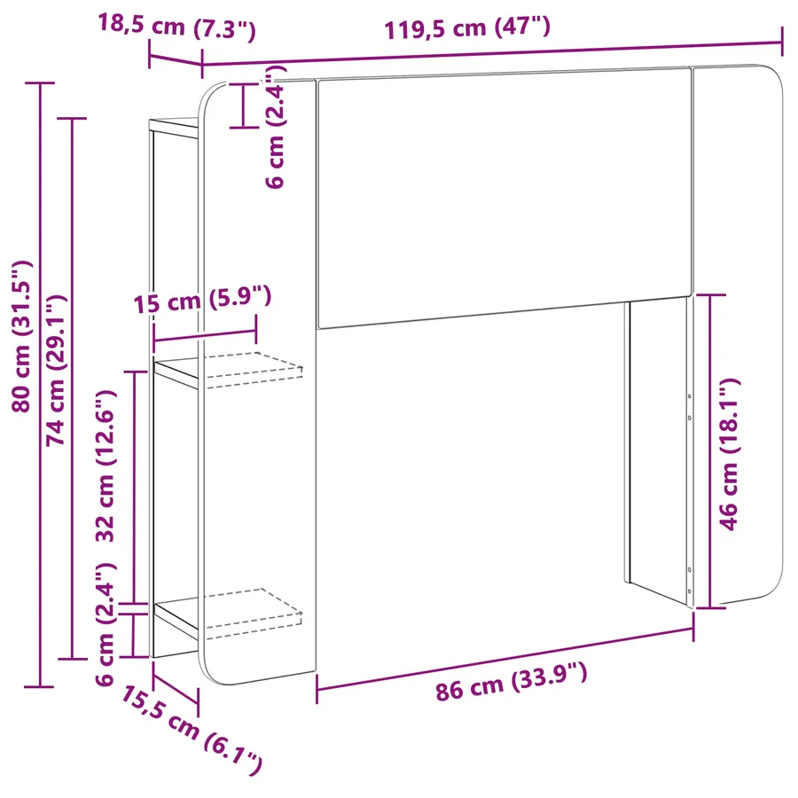 Cabinet de Tête de Lit Blanc brillant Bois d'ingénierie - 8