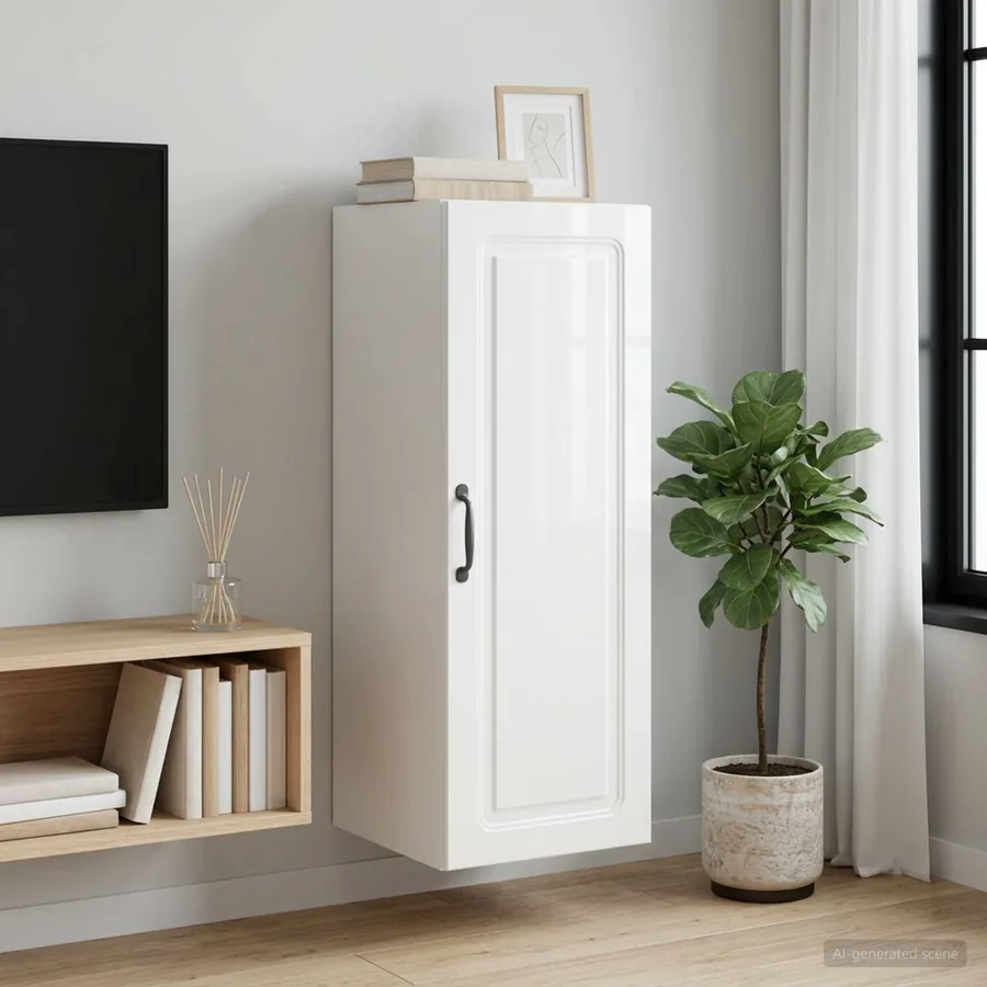 Armoire Murale Blanc brillant 33 x 34,5 x 90 cm