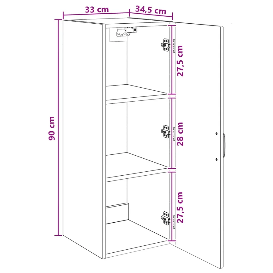 Armoire Murale Blanc brillant 33 x 34,5 x 90 cm - 10