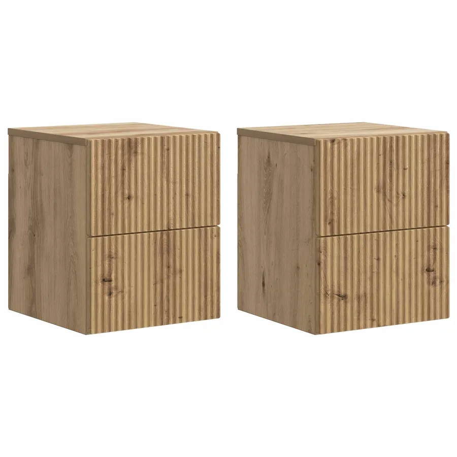 Cabinet de chevet mural 2 pc Chêne artisanal 33 x 34,5 x 40 cm - 2