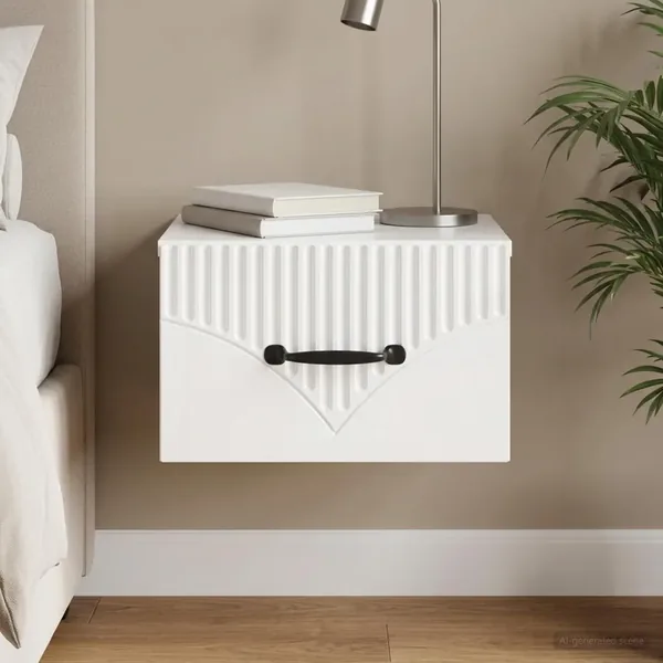 Cabinet de chevet mural Blanc brillant 34,5 x 33 x 20 cm