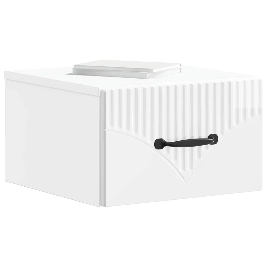Cabinet de chevet mural Blanc brillant 34,5 x 33 x 20 cm - 3