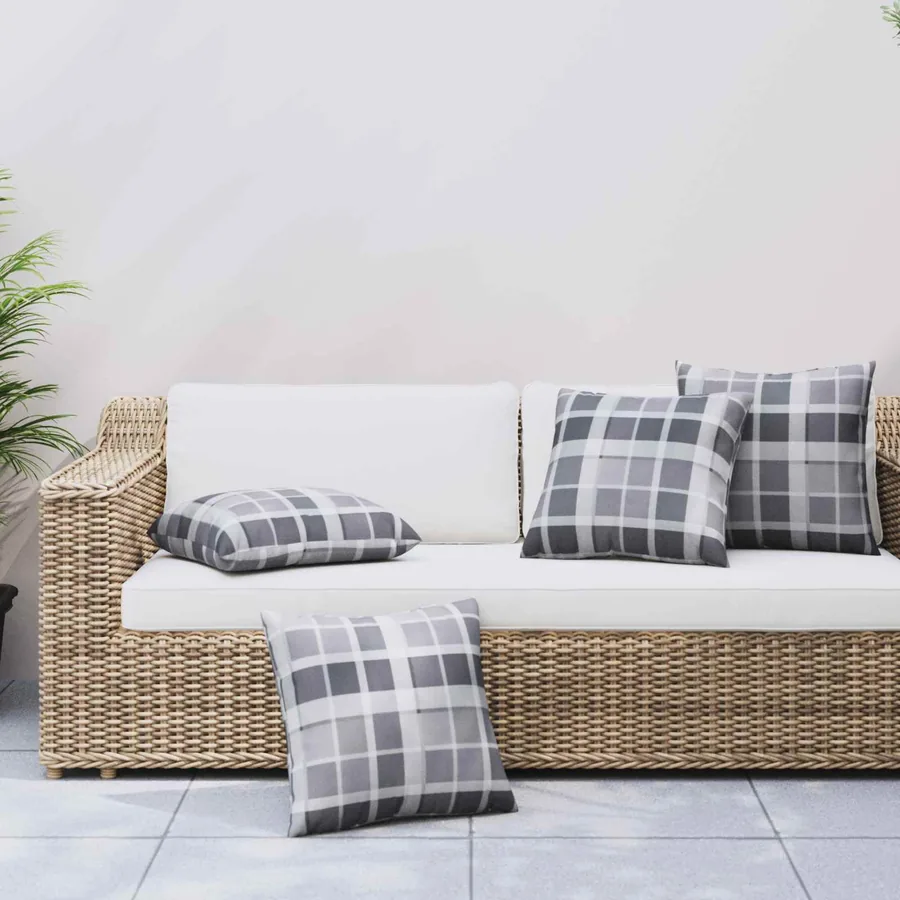 Coussin d'extérieur 4 pcs Carreaux Grisel 40 x 40 cm Tissu