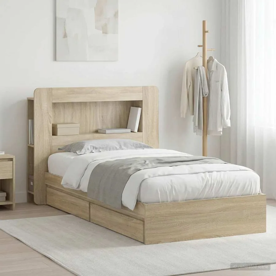 Cadre de lit avec rangement Chêne Sonoma 75 x 190 cm