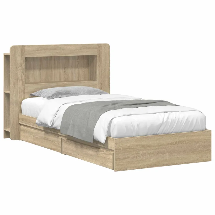 Cadre de lit avec rangement Chêne Sonoma 75 x 190 cm - 2