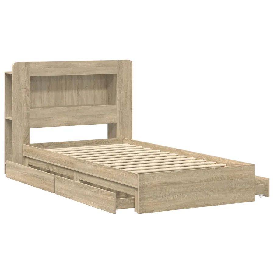 Cadre de lit avec rangement Chêne Sonoma 75 x 190 cm - 4