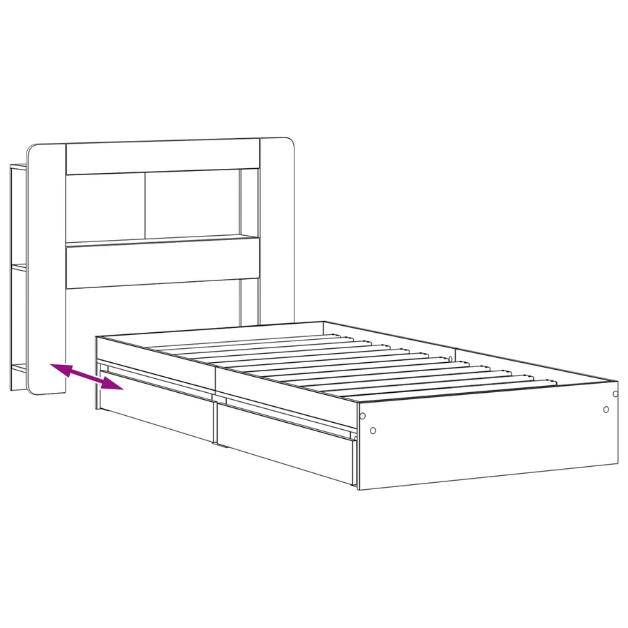 Cadre de lit avec rangement Chêne Sonoma 75 x 190 cm - 9