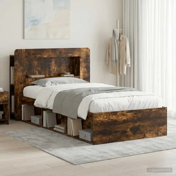 Cadre de lit avec rangement Chêne fumé 75 x 190 cm