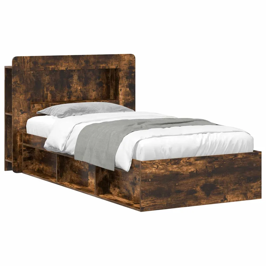 Cadre de lit avec rangement Chêne fumé 75 x 190 cm - 2