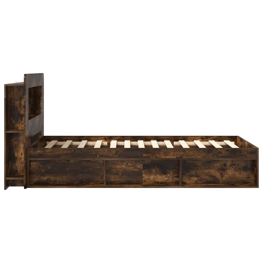 Cadre de lit avec rangement Chêne fumé 75 x 190 cm - 4