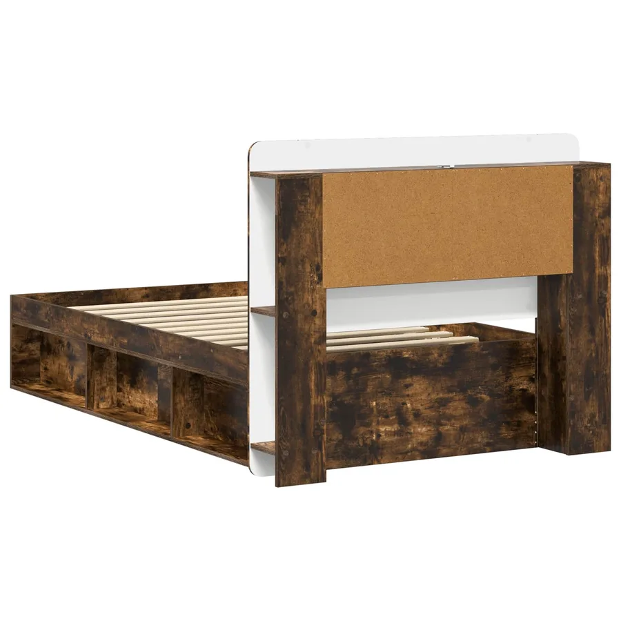Cadre de lit avec rangement Chêne fumé 75 x 190 cm - 5