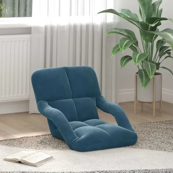 Fauteuil de sol ajustable Bleu Velours