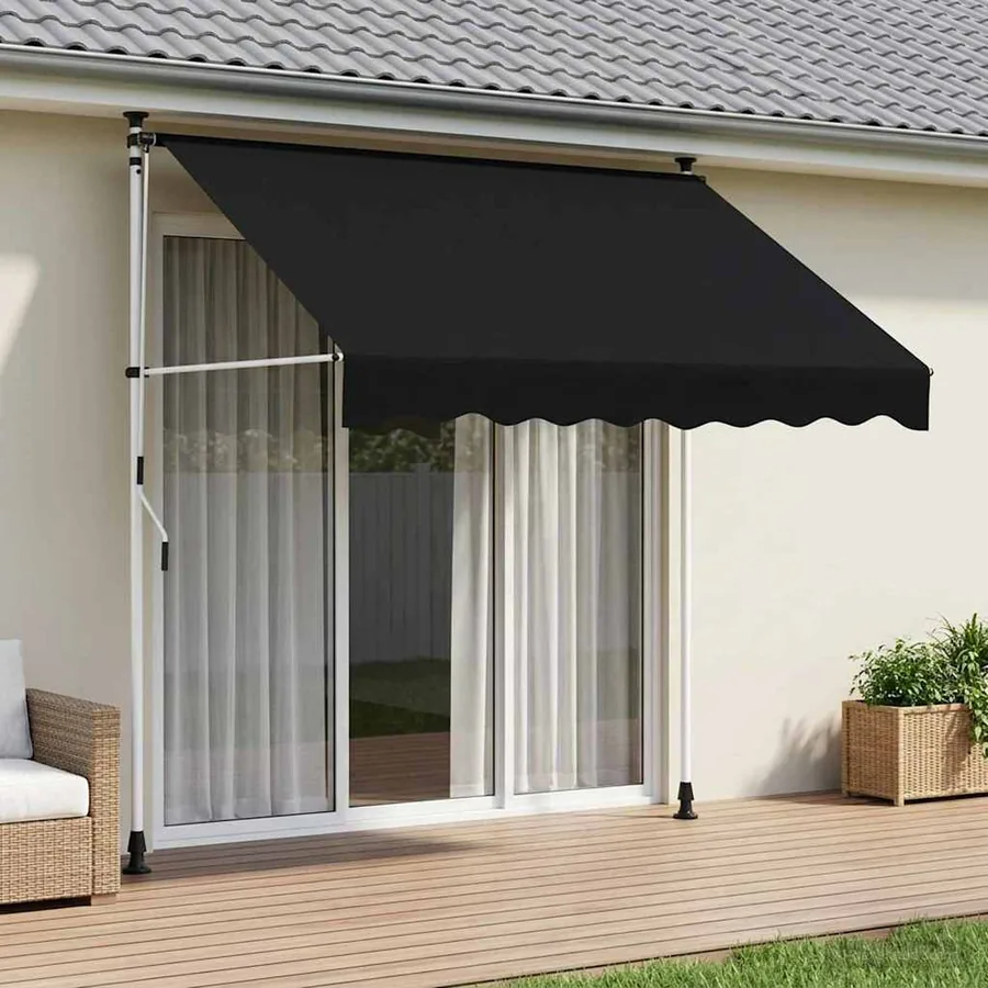 Auvent rétractable manuel Noir 150 cm