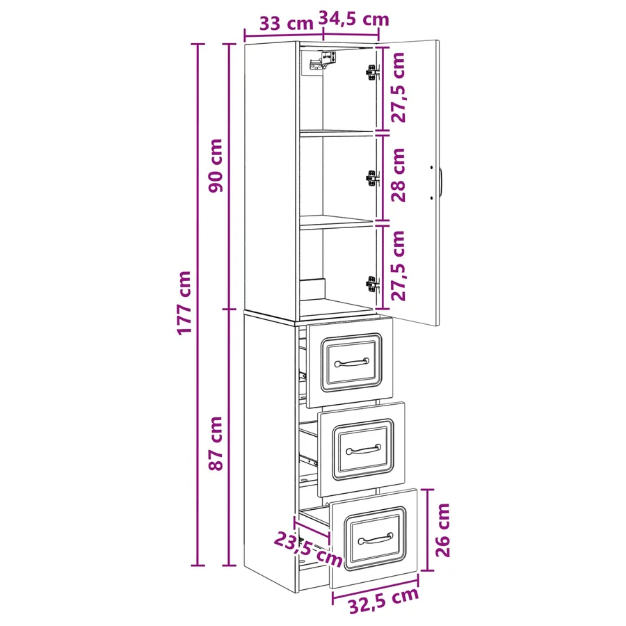 Ensemble de Meubles 2 pc 33 x 34,5 x 87 cm Bois d'ingénierie - 8
