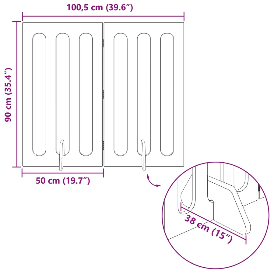 Clôture pliable pour animaux 2 pcs Chêne Artisanal - 9