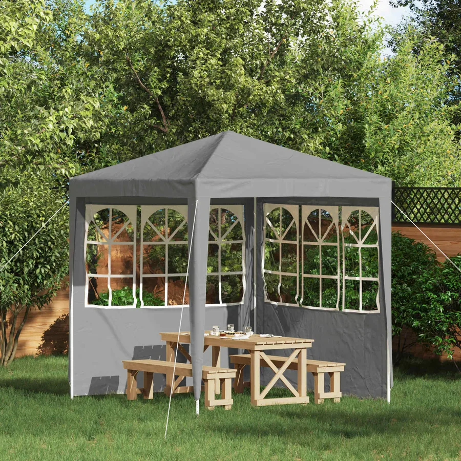 Mur de tente de fête 2 pcs 200 x 195 cm Gris clair PE et acier