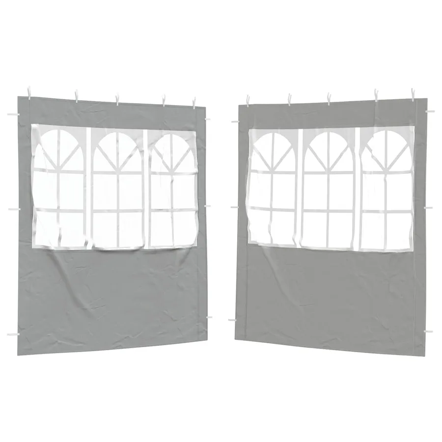Mur de tente de fête 2 pcs 200 x 195 cm Gris clair PE et acier - 2