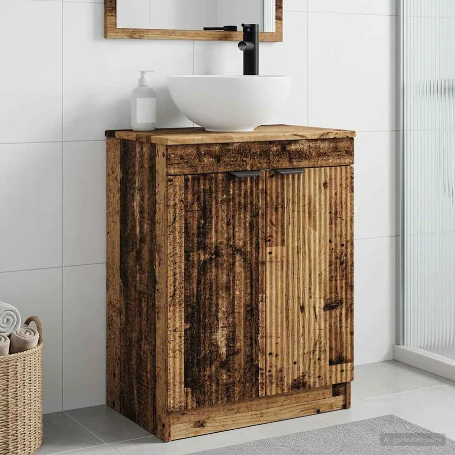Meuble de salle de bain avec évier Bois ancien 54 x 35 x 83 cm