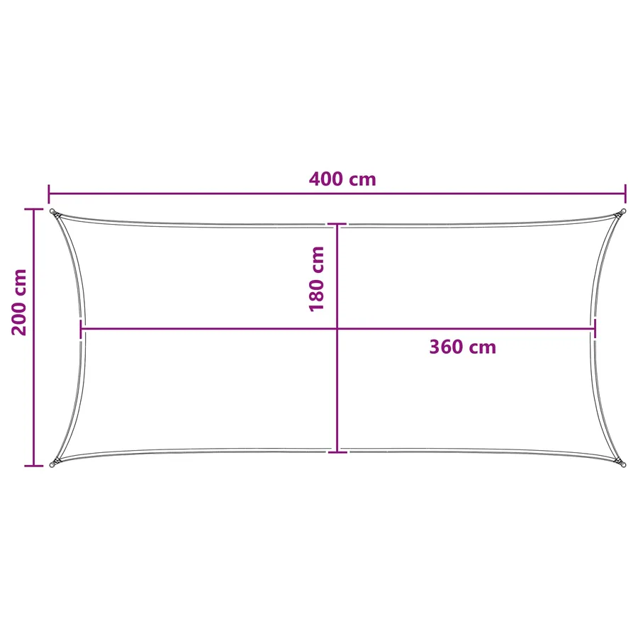 Voile d'ombre Anthracite et blanc 2 x 4 m HDPE - 8