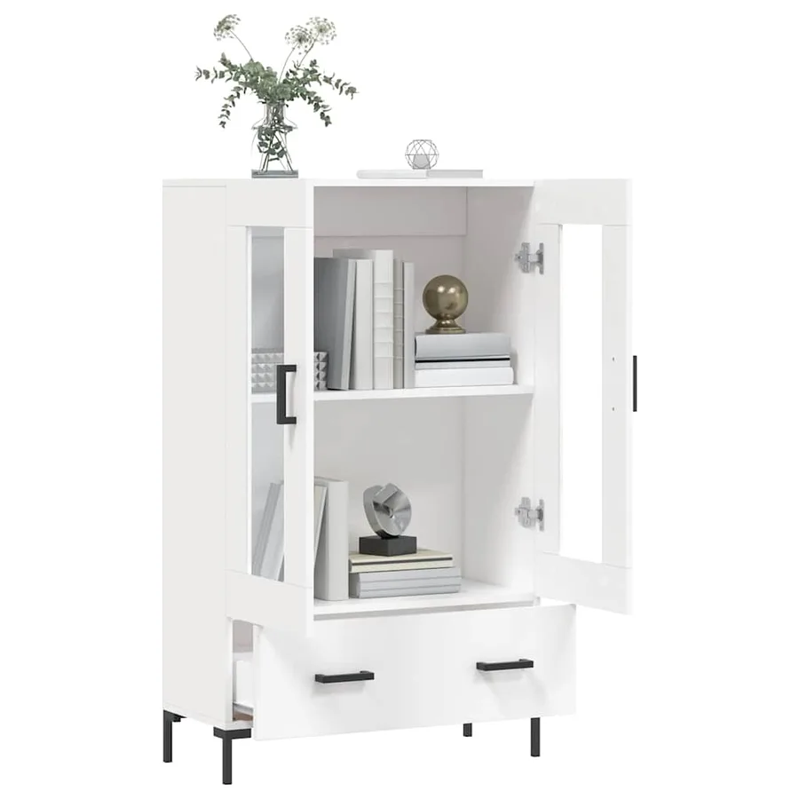 Buffet haut blanc 69,5x31x115 cm bois d'ingénierie - 4