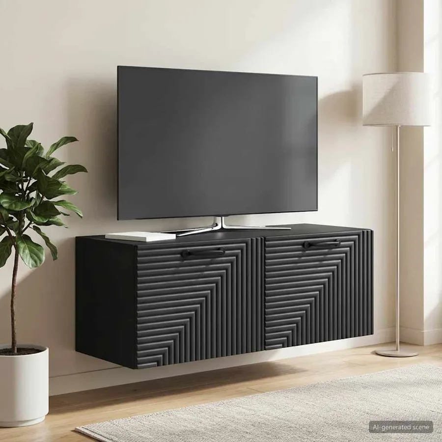 Meuble TV mural Noir 78,5 x 31 x 30 cm Bois d'ingénierie - 4