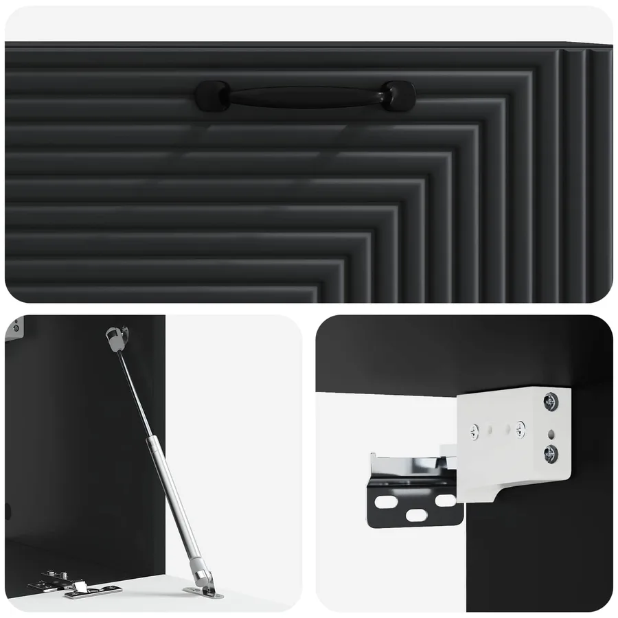 Meuble TV mural Noir 78,5 x 31 x 30 cm Bois d'ingénierie - 9