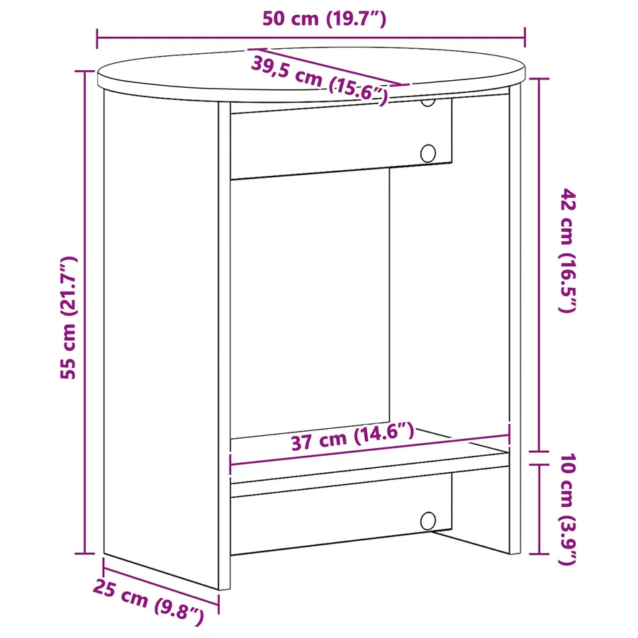 Table d'appoint Chêne Sonoma 50 x 39,5 x 55 cm - 9