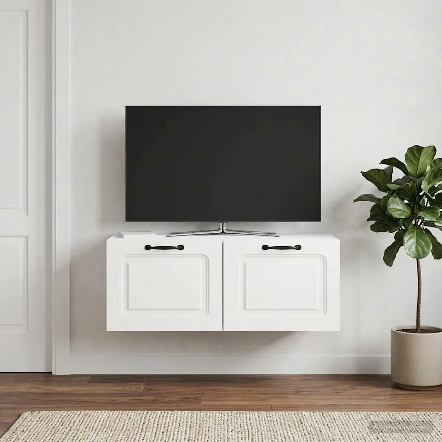 Meuble TV mural Montage mural Blanc brillant 78,5 x 31 x 30 cm