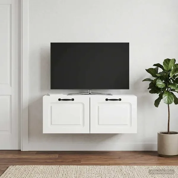 Meuble TV mural Montage mural Blanc brillant 78,5 x 31 x 30 cm