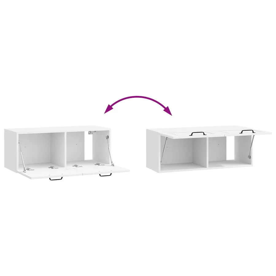 Meuble TV mural Montage mural Blanc brillant 78,5 x 31 x 30 cm - 10