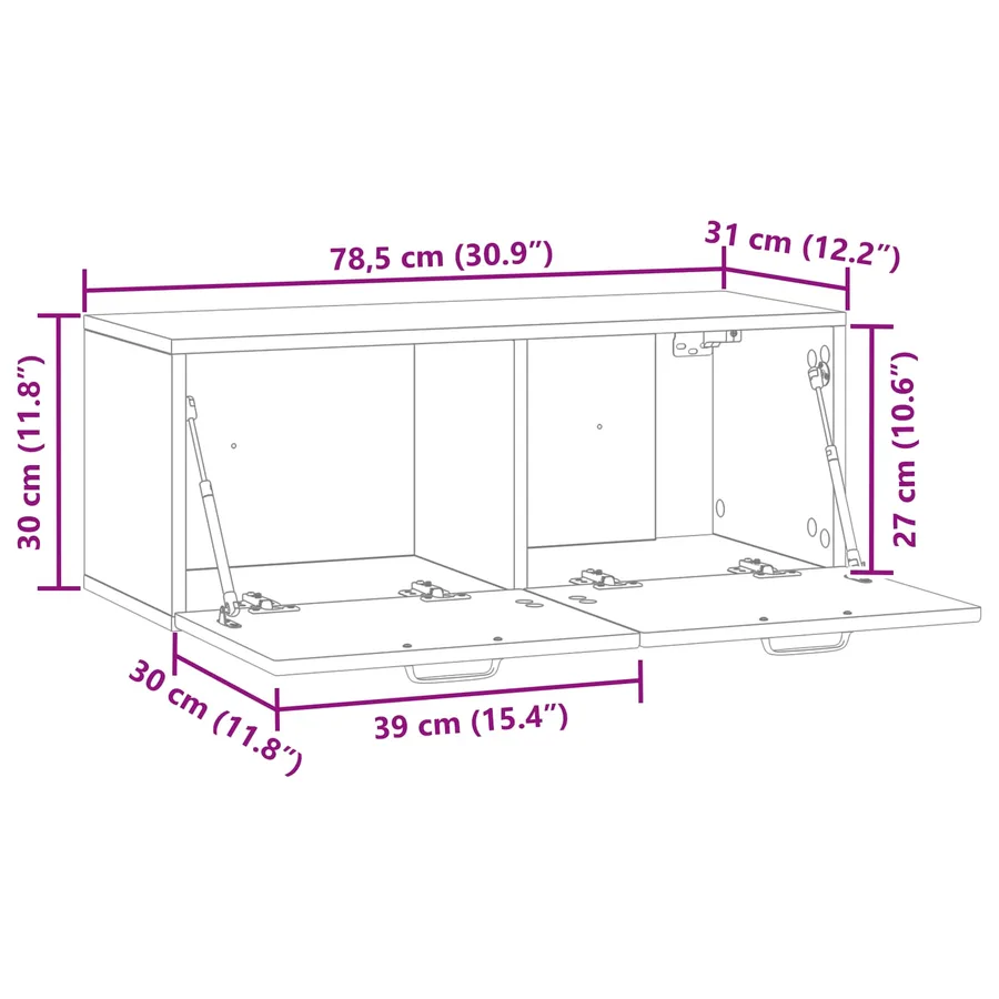 Meuble TV mural Montage mural Blanc brillant 78,5 x 31 x 30 cm - 12
