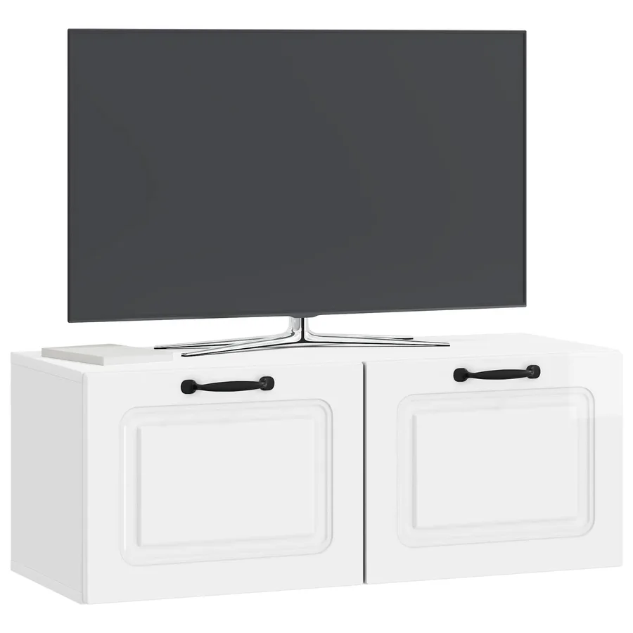 Meuble TV mural Montage mural Blanc brillant 78,5 x 31 x 30 cm - 3