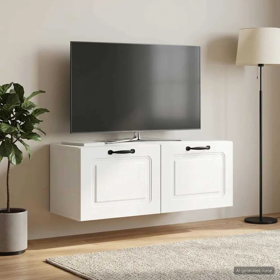 Meuble TV mural Montage mural Blanc brillant 78,5 x 31 x 30 cm - 4