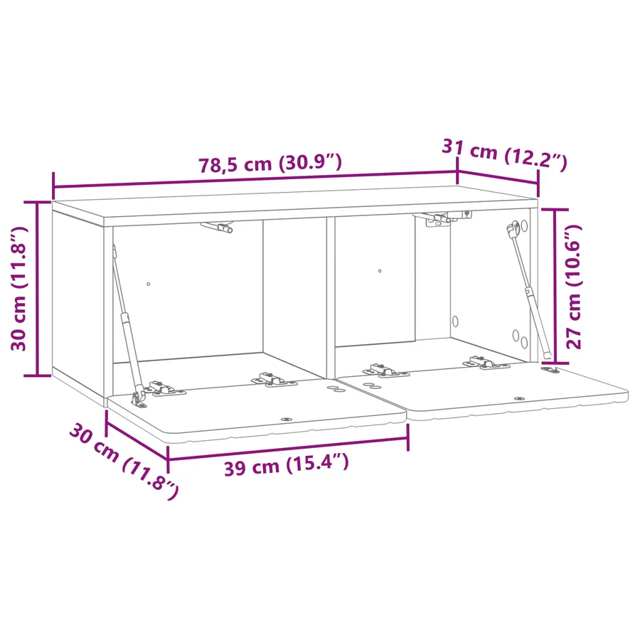 Meuble TV mural 78,5 x 31 x 30 cm Chêne Sonoma - 11