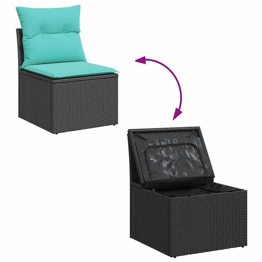 Ensemble de canapés de jardin 11 pcs et coussins rotin acacia - 6