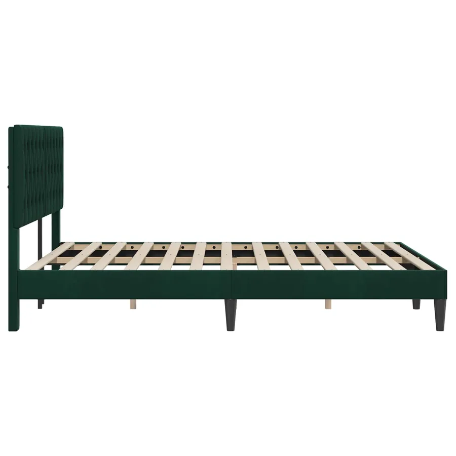 Cadre de lit avec tête de lit Vert foncé 120 x 190 cm Velours - 5