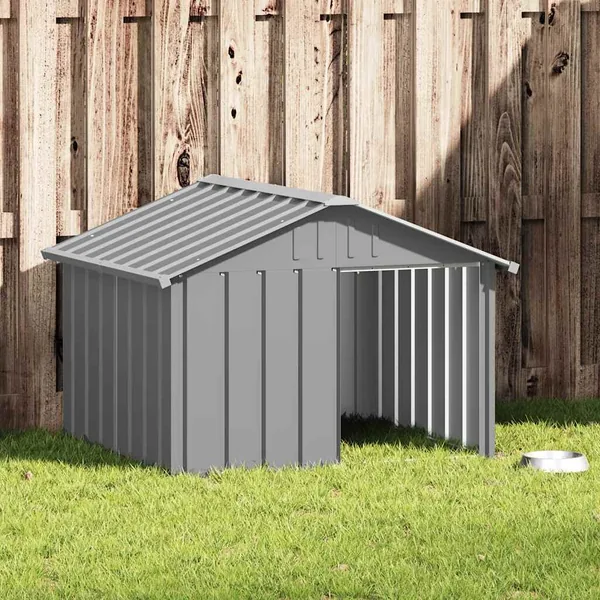 Niche pour chien Gris 116,5x103x81,5 cm Acier galvanisé