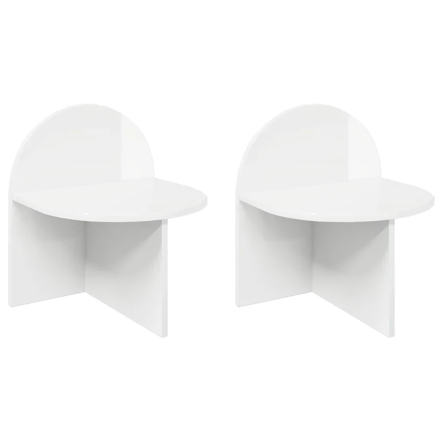 Table de chevet 2 pcs Blanc brillant 40 x 35,5 x 45,5 cm - 2