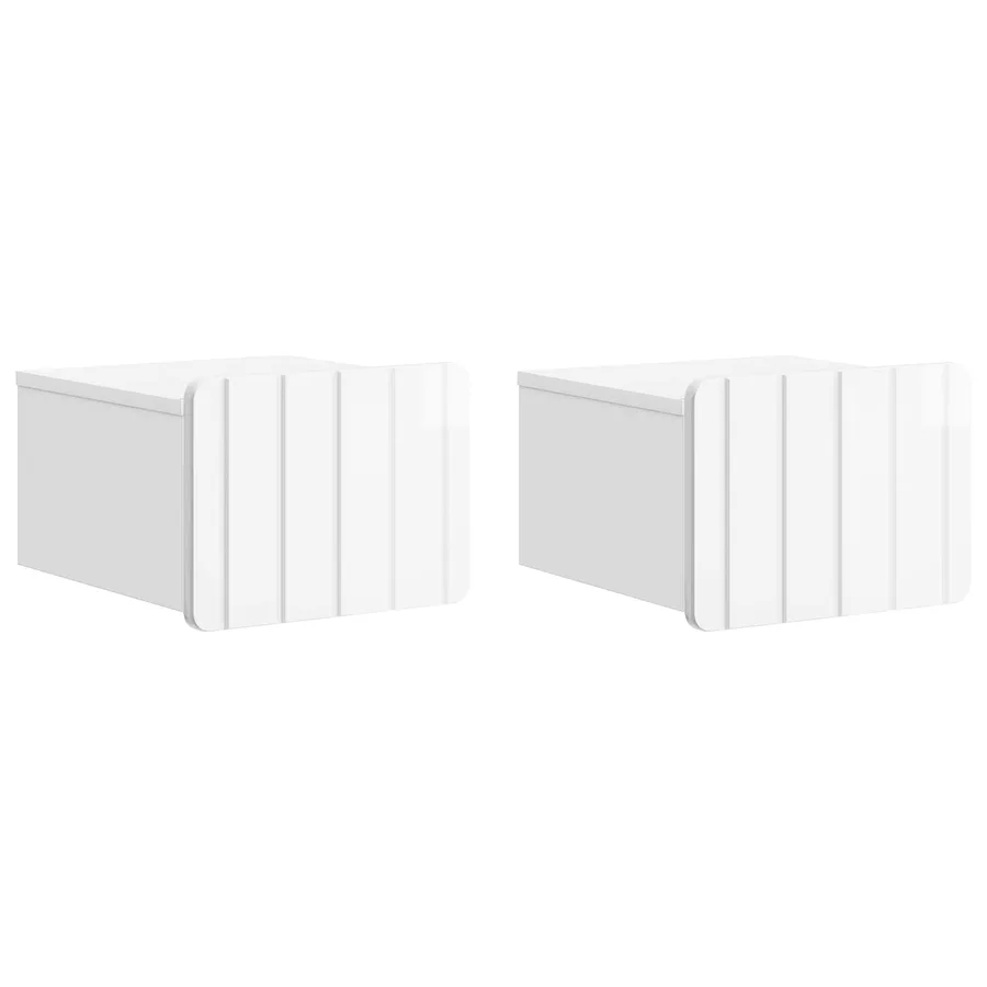 Cabinet de chevet mural 2 pcs Blanc brillant 33 x 34,5 x 24 cm - 2