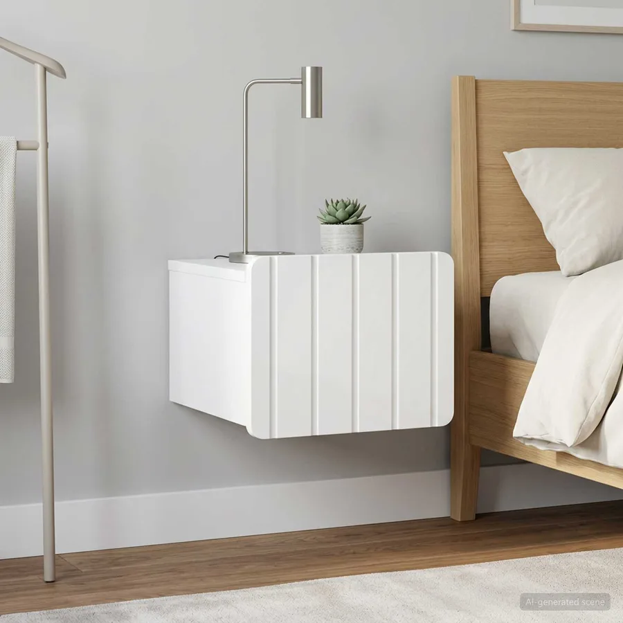 Cabinet de chevet mural 2 pcs Blanc brillant 33 x 34,5 x 24 cm - 4