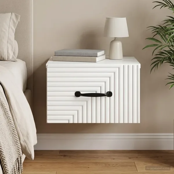 Cabinet de chevet mural avec tiroir Blanc 34,5 x 33 x 20 cm