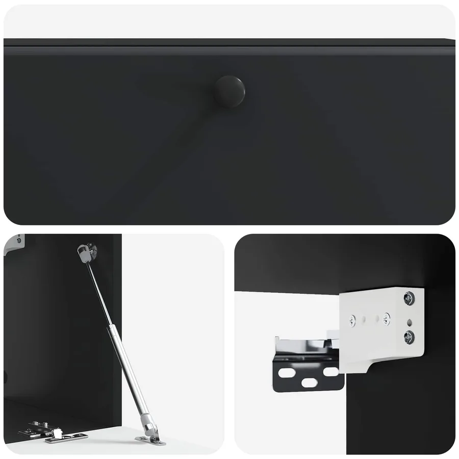 Meuble TV mural 98 x 31 x 30 cm Noir Bois d'ingénierie - 9