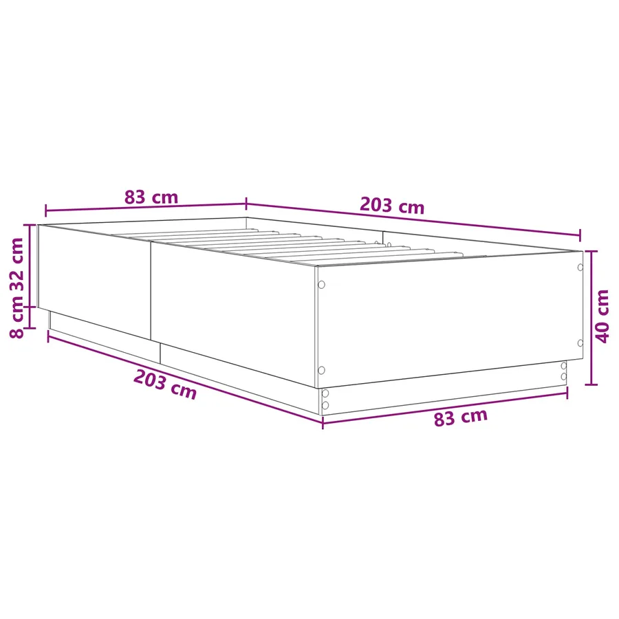Cadre de lit Sonoma gris 80 x 200 cm Bois d'ingénierie - 9