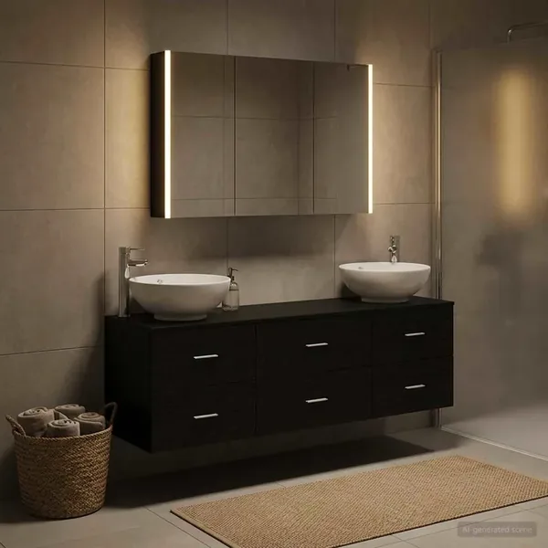 Ensemble de mobilier de salle de bain 4 pcs Chêne noir