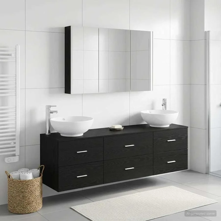 Ensemble de mobilier de salle de bain 4 pcs Chêne noir - 4