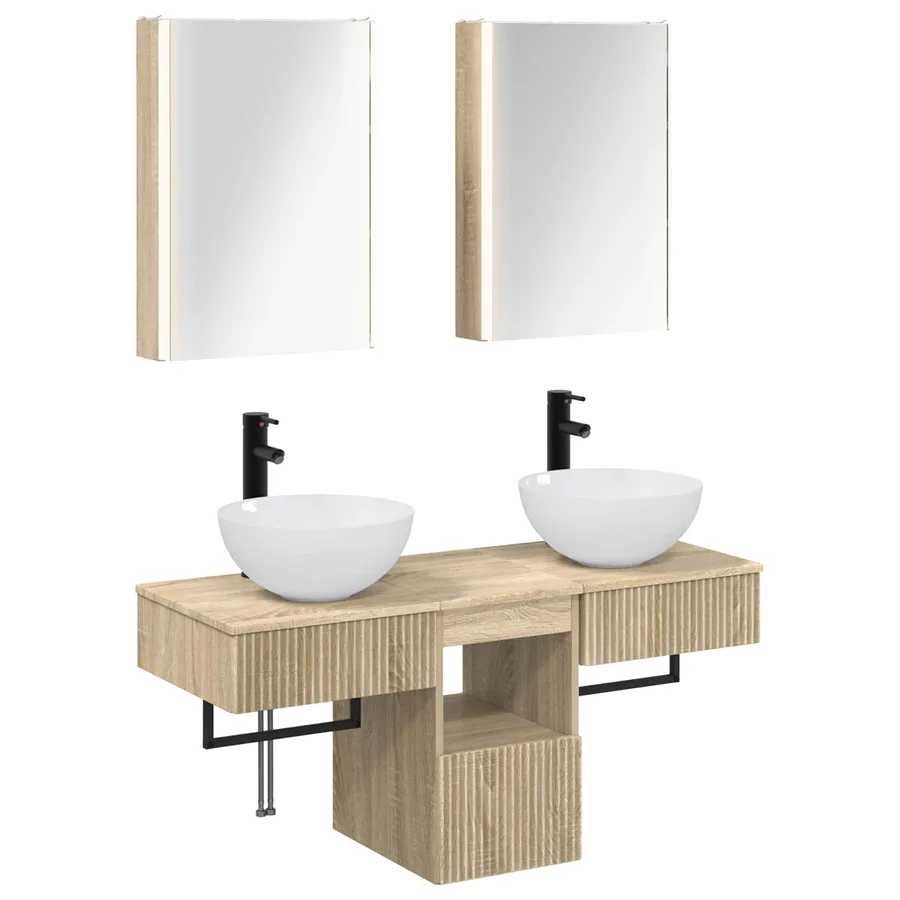 Ensemble d'armoire de salle de bain 5 pcs Chêne Sonoma - 2