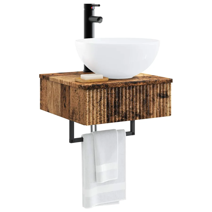 Basin de lavage mural Bois ancien 40 x 41 x 40,5 cm - 3