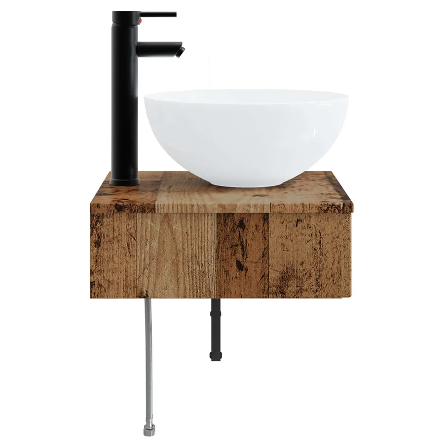 Basin de lavage mural Bois ancien 40 x 41 x 40,5 cm - 4